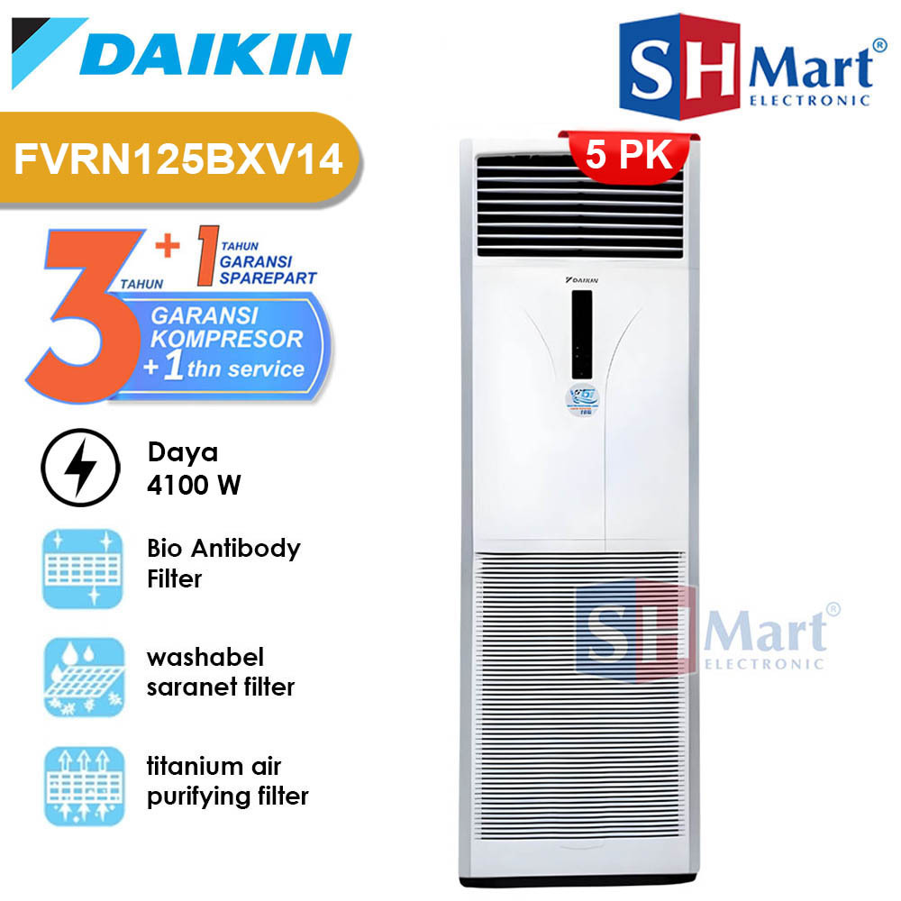 AC DAIKIN FLOOR STANDING 5 PK 3 PHASE FVRN125BXV14 REMOTE WIRELESS GARANSI RESMI