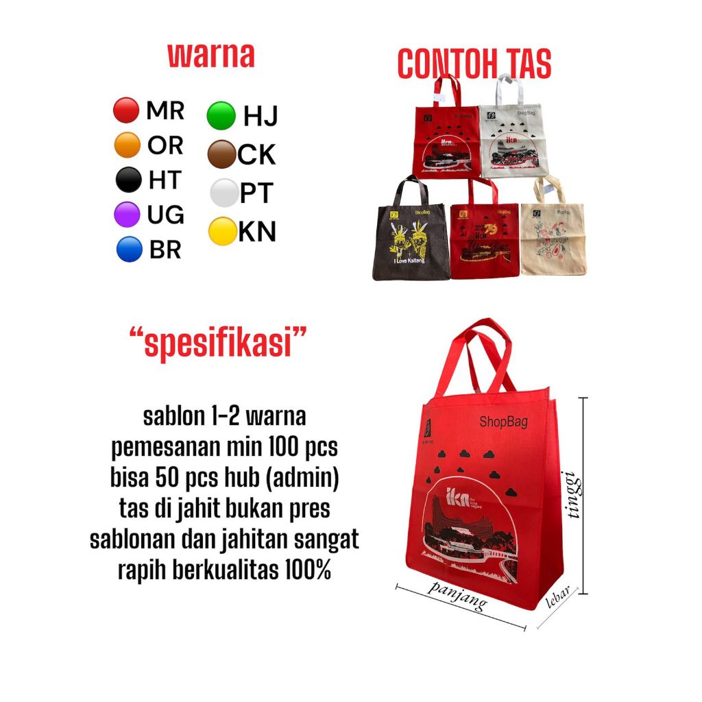 

GOODIE BAG CUSTEM TOTEBAG CUSTEM BAHAN CANVAS SPUNBOND 75 100 GSM GROSIR ECERANNN MURAH