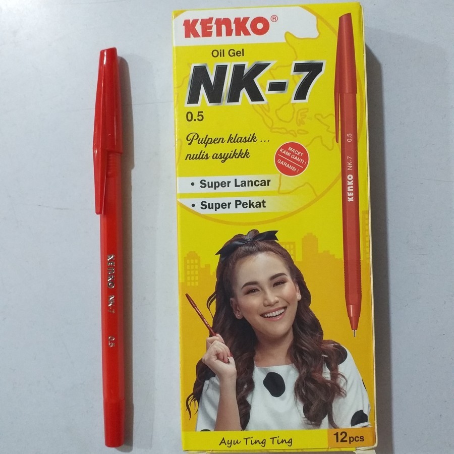 

Kenko Gel Pen Oil NK-7 MERAH Original 0.5mm (1 LUSIN) / Kenko Ballpoint Bolpen Pulpen Pen NK7 Merah Per Lusin