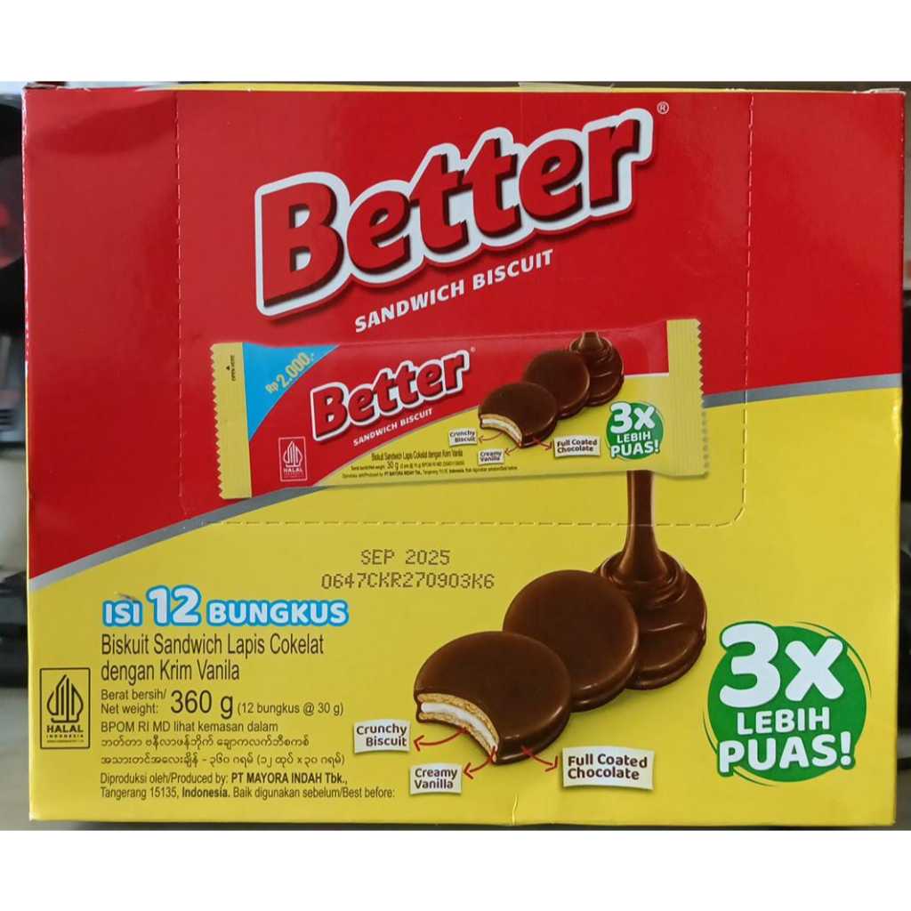 

Better Sandwich Biscuit 360gr (12bks @30g)