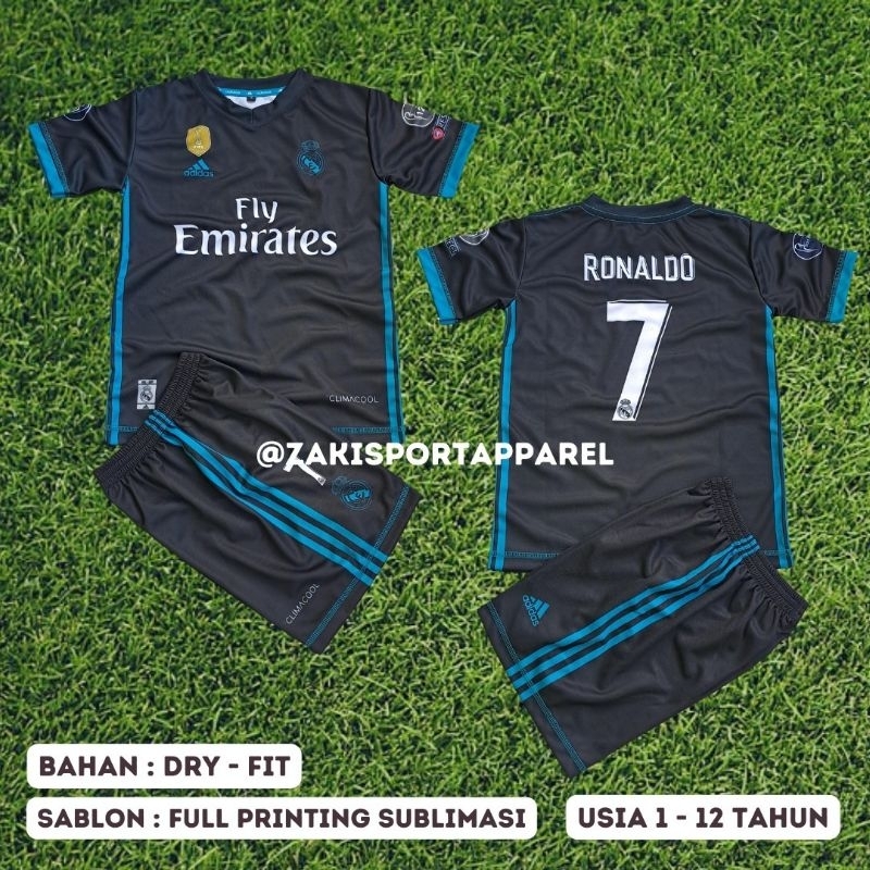 Setelan Jersey Bola Madrid Baju bola Anak esidi cr7 jersey Retro madrid retro