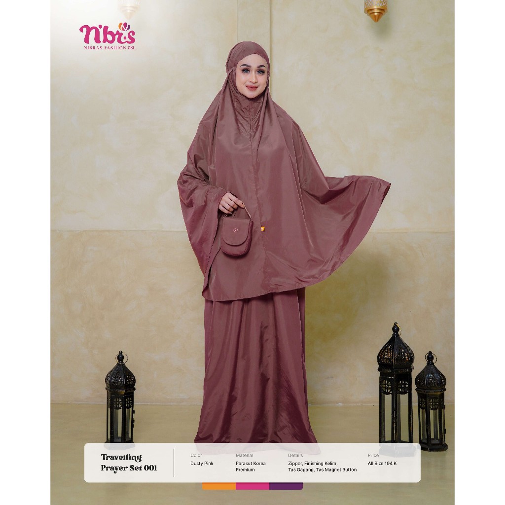 NIBRAS MUKENA TRAVELING PRAYER SET 001 / MUKENA TRAVEL NIBRAS TERBARU ORI BRANDED / MUKENA PARASUT P
