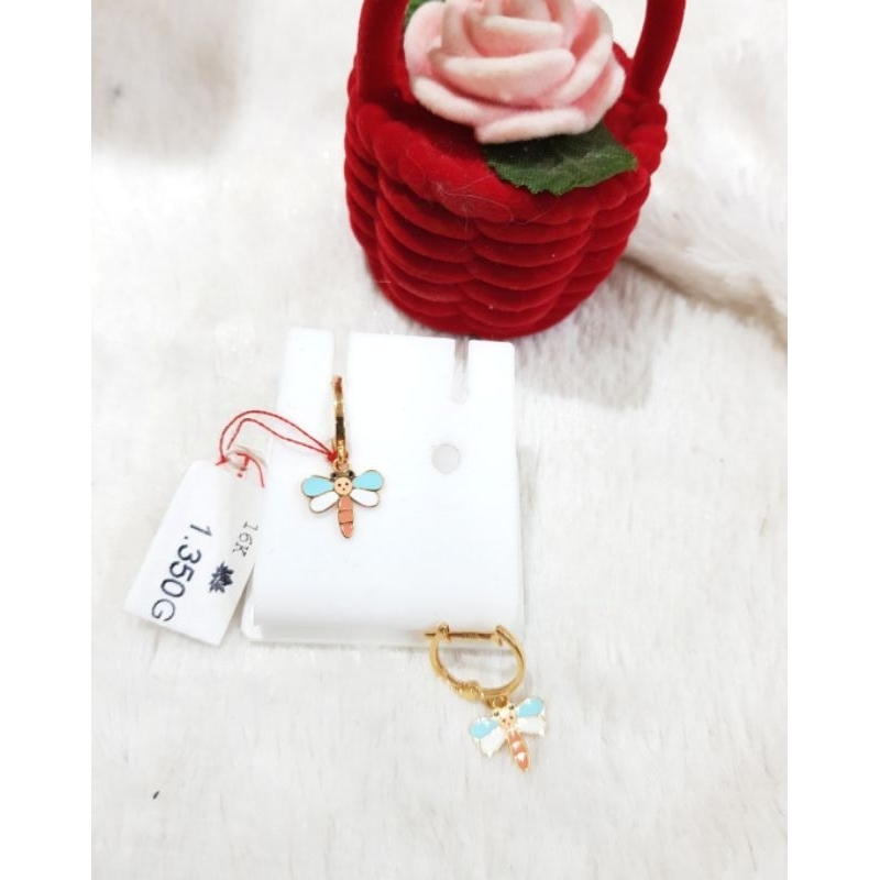 Anting emas 70 capung warna