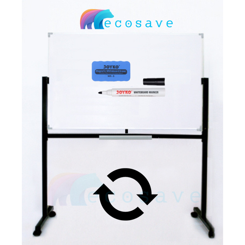 

Whiteboard Standing Non Magnetic 90x180 cm Double Face Papan Tulis Putih Besar Non Magnetik Kaki 90 x 180
