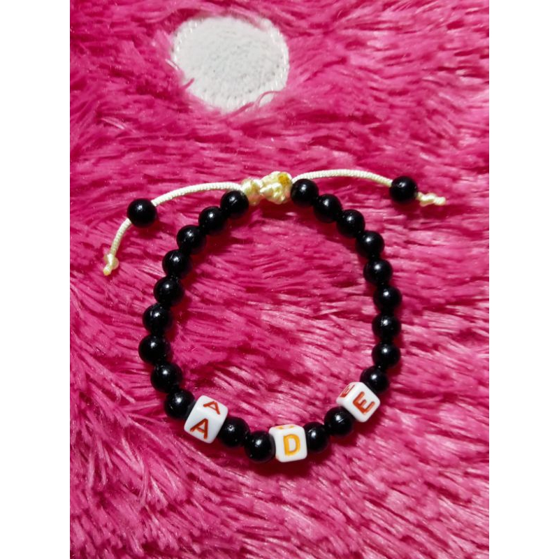 gelang anak SD cewek cowok/gelang serut warna hitam/gelang nama