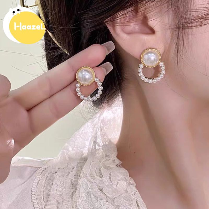 Anting Tusuk Mutiara Besar Korean Style Pearl Earring Perhiasan Wanita Aksesoris Giwang - HZL Sophia