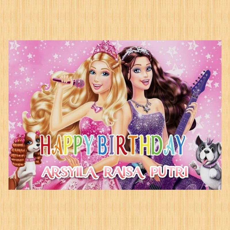 Spanduk BARBIE banner BARBIE spanduk banner ultah anak background BARBIE custom backdrop ulang tahun