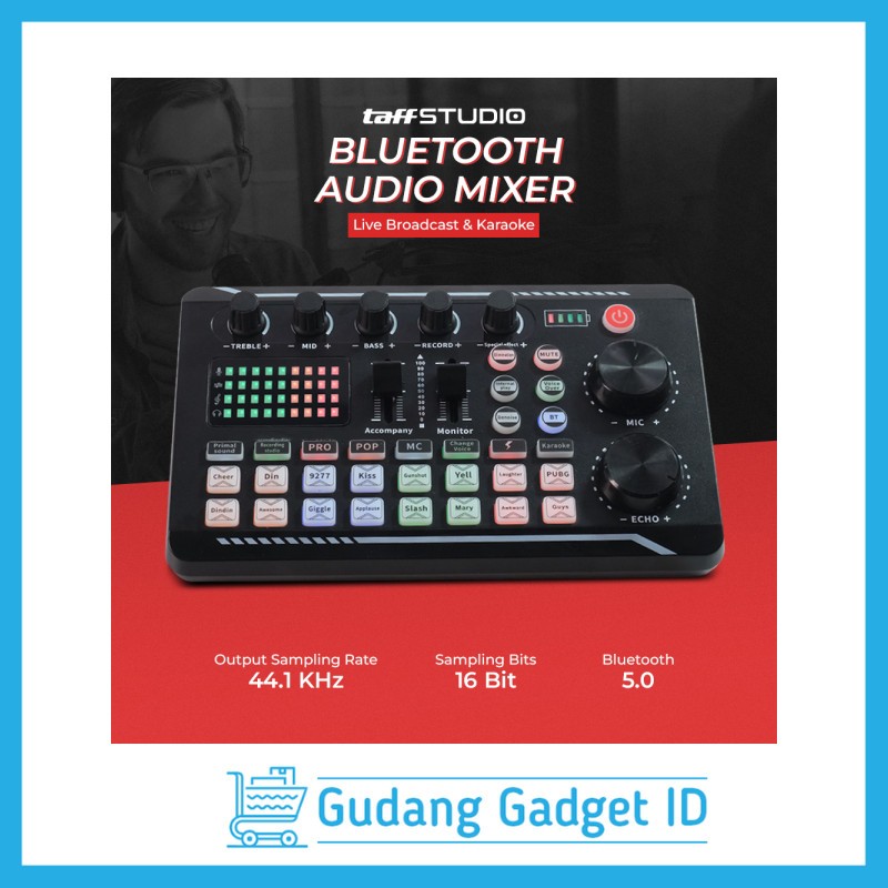 SoundCard Audio Bluetooth Mixer Sound Card Live Broadcast Karaoke - F998 - Black - W4QTWA9F