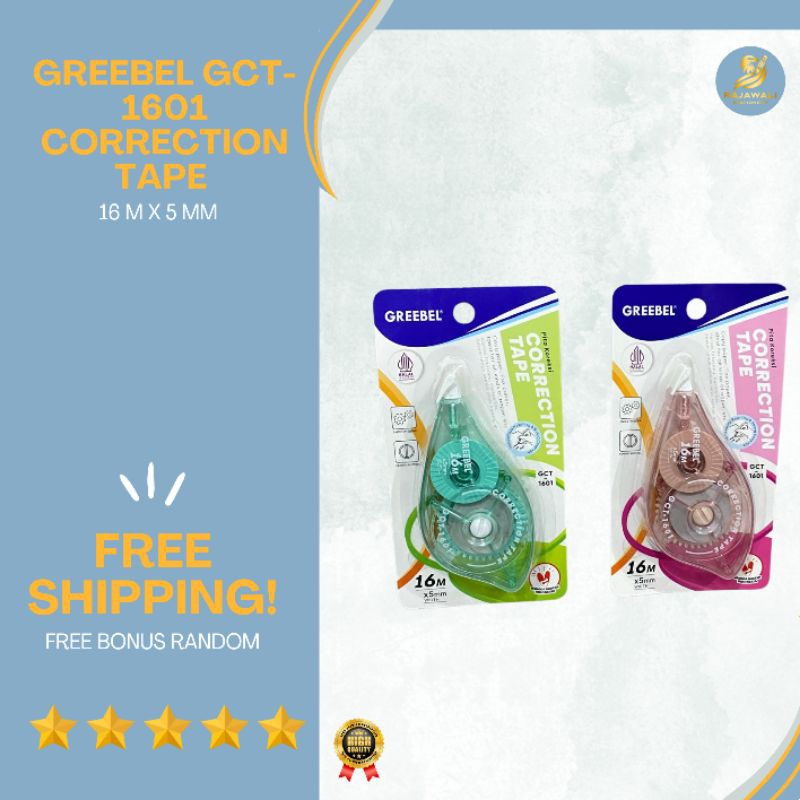 

Greebel Correction Tape GCT-1601/ Tip X Kertas/ 16M x 5MM/ HARGA TERJANGKAU KUALITAS TERBAIK!/ FREE BONUS RANDOM!