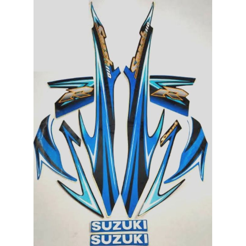 lis body Stiker striping Suzuki New Smash 110 R 2008 biru hitam kw