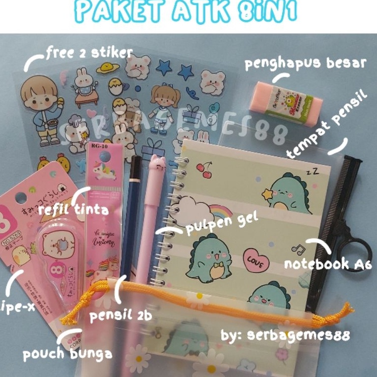 

Super Ekonomis serbagemes88 SET ALAT TULIS 8 IN 1 LENGKAP KARAKTER STATIONERY SET ALAT TULIS SET PAKET ATK AESTHETIC