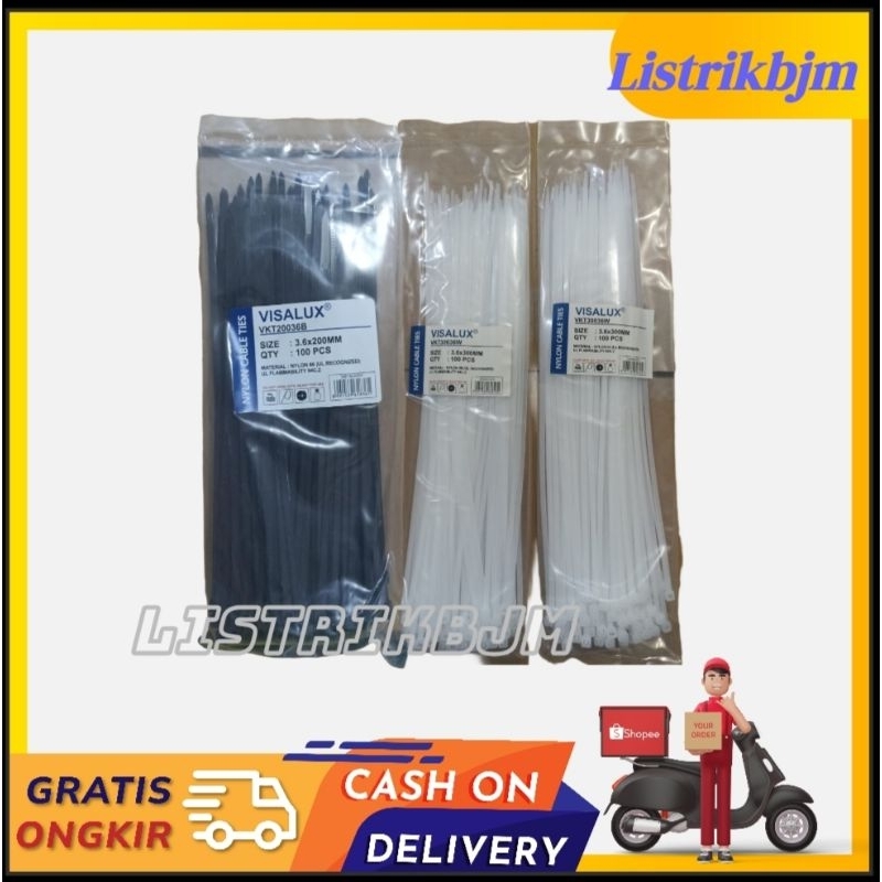 

KABEL TIES MERK VISALUX 10 CM / 20CM / 25CM / 30CM HITAM PUTIH