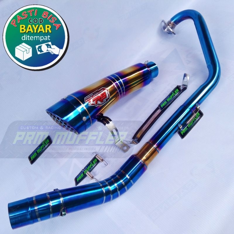 KNALPOT RACING R9 H2 BLUE FOR VIXION SATRIA FU MX 135 R15V2 R15 V3 V4 BYSON SONIC CBR 150R FACELIFT 