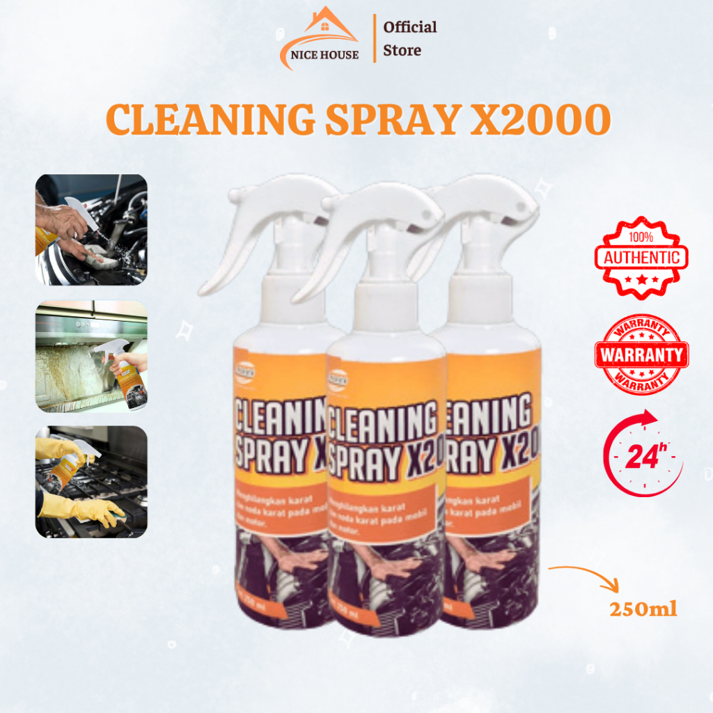 Cleaning spray X2000 pembersih karat serbaguna Menghilangkan karat, minyak, kotoran, noda jamur,wax 