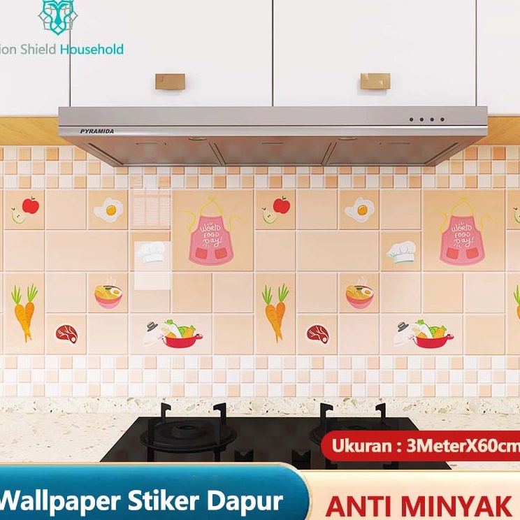 WAllpaper Sticker Dapur 6cm x 3meter Meja Dinding Lemari Anti Minyak Air Dan Api Uk Wallpaper Anti M