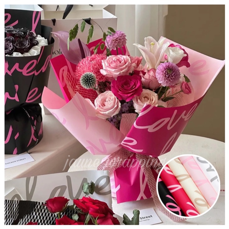 

Murah Minggu Ini 1PAK2LEMBAR JIA Kertas Buket Bunga Love Flower Wrapping Paper Cellophane
