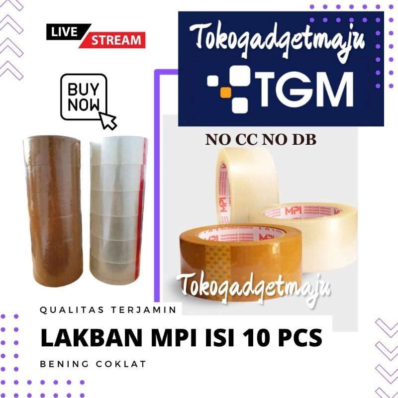 

Lakban MPI 45mm x 100 Yard Warna Bening / Coklat isi 10 pcs