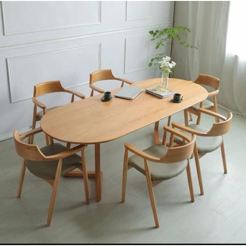 Meja Makan Minimalis Kayu Jati-Meja makan Oval Minimalis Kayu Jati