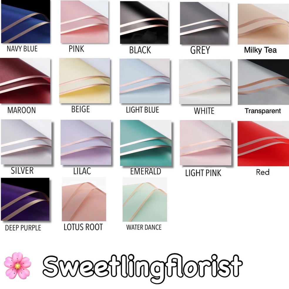 

Grosir Baru 2 LEMBAR Flower Wrapping Cellophane Paper Gold Line Kertas Bouquet Kertas Buket Bunga Florist