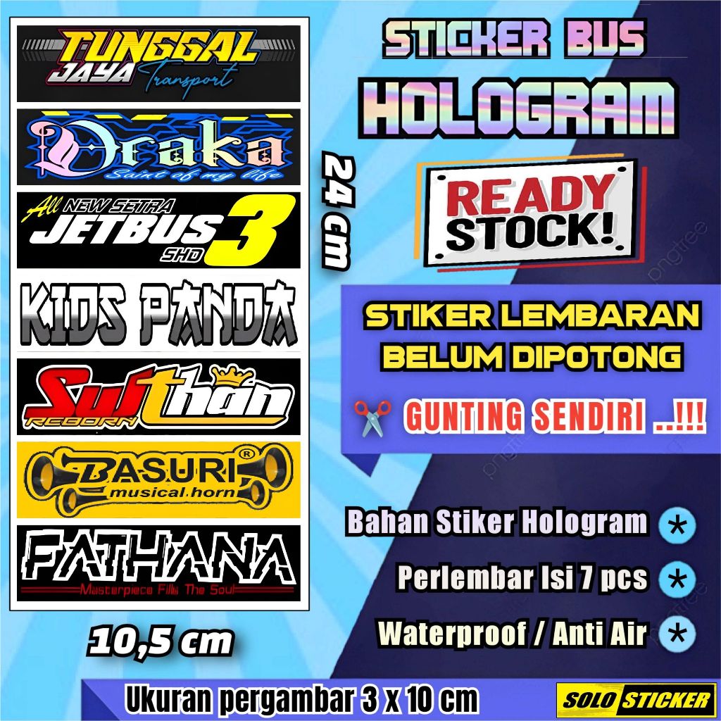 

Stiker Bus Hologram Lembaran Isi 7pc Sticker Julukan Bis Tunggal Jaya Sulthan Fathana Basuri Draka