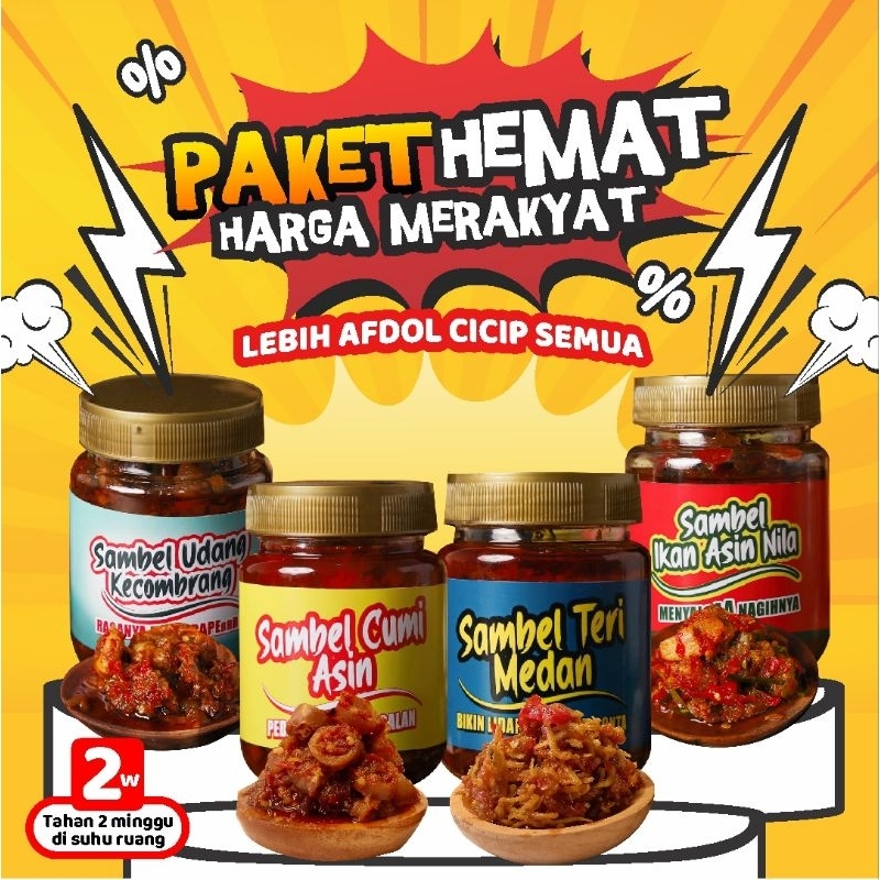 

PAKET HEMAT HARGA MERAKYAT | 4 MENU SAMBEL BOTOL | Sambel pedas nagih puas paket komplit by JAJAN YOK WEEE