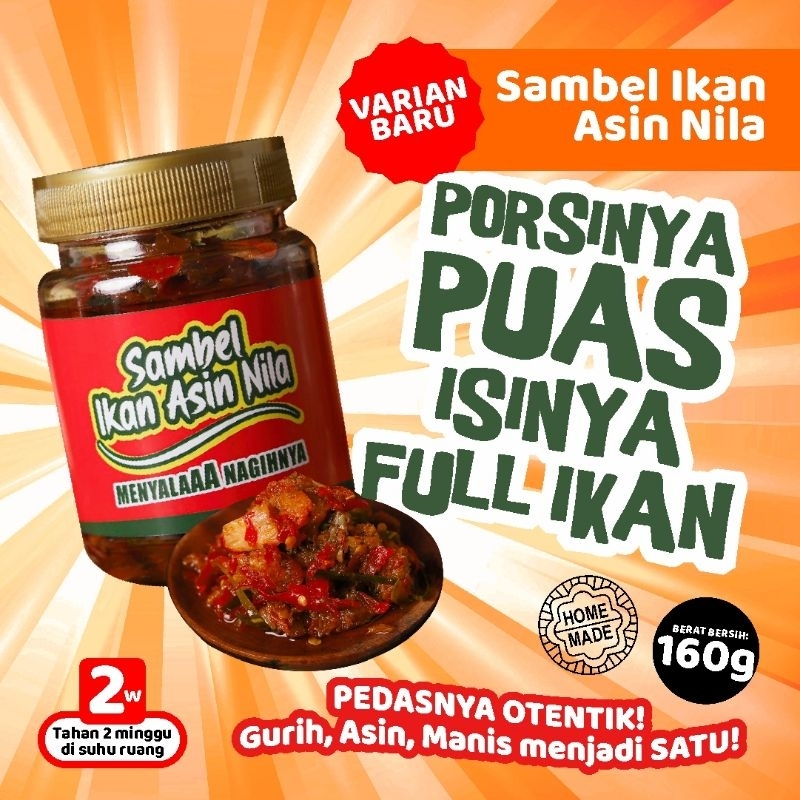 

Sambel Ikan Asin Nila Homemade | Berat bersih 160 gr | Menyala Nagihnyaaaa