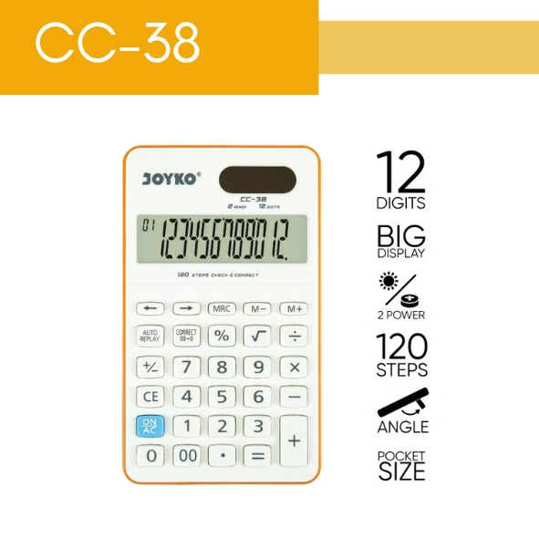 

(PCS) Kalkulator Joyko CC-38 / Kalkulator 12 Digits / Check Correct / Calculator