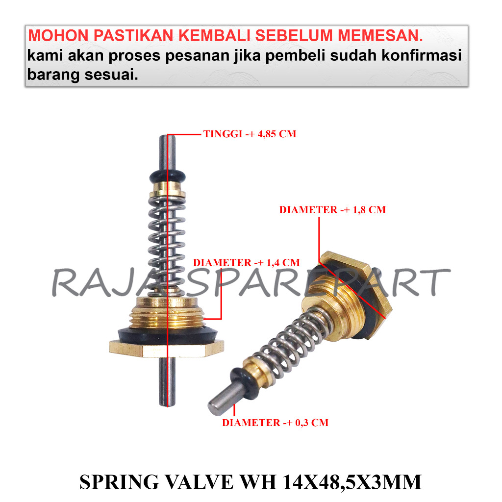 SVWH14 SPRING VALVE / SPRING PER PEGAS / SPRING VALVE WATER HEATER 14X48.5X3MM