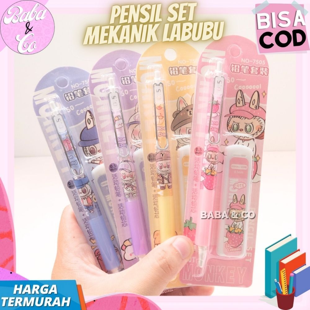 

PENSIL LABUBU PENSIL SET MEKANIK LABUBU + REFILL PENSIL CETEK LABUBU LUCU UNIK MURAH COD