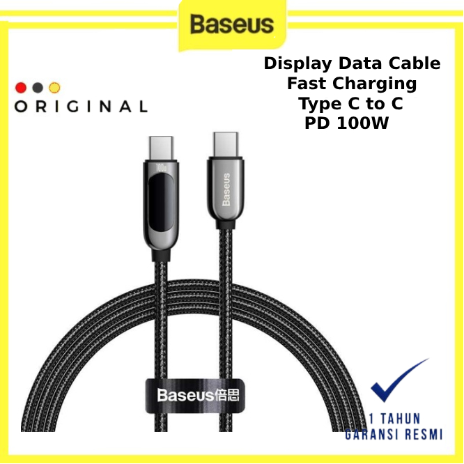 Baseus Display Fast Charging Data Cable Type C to Type C 100W - BASEUS ORIGINAL ( CODE 10055 ) / KAB