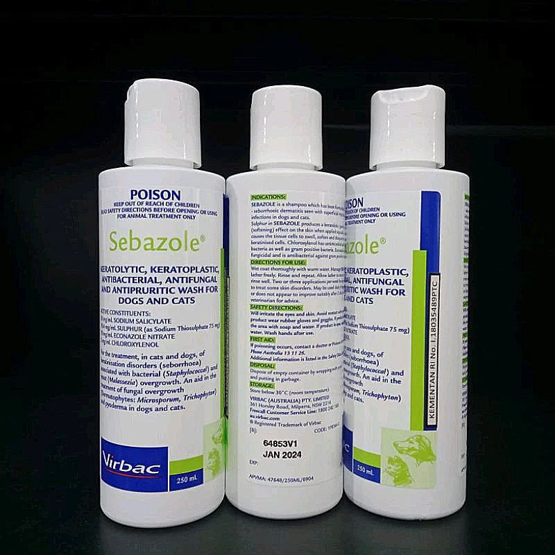 Virbac Sebazole poison sampo sebazole shampo sebazole shampoo sebazole 250 ml shampo jamur
