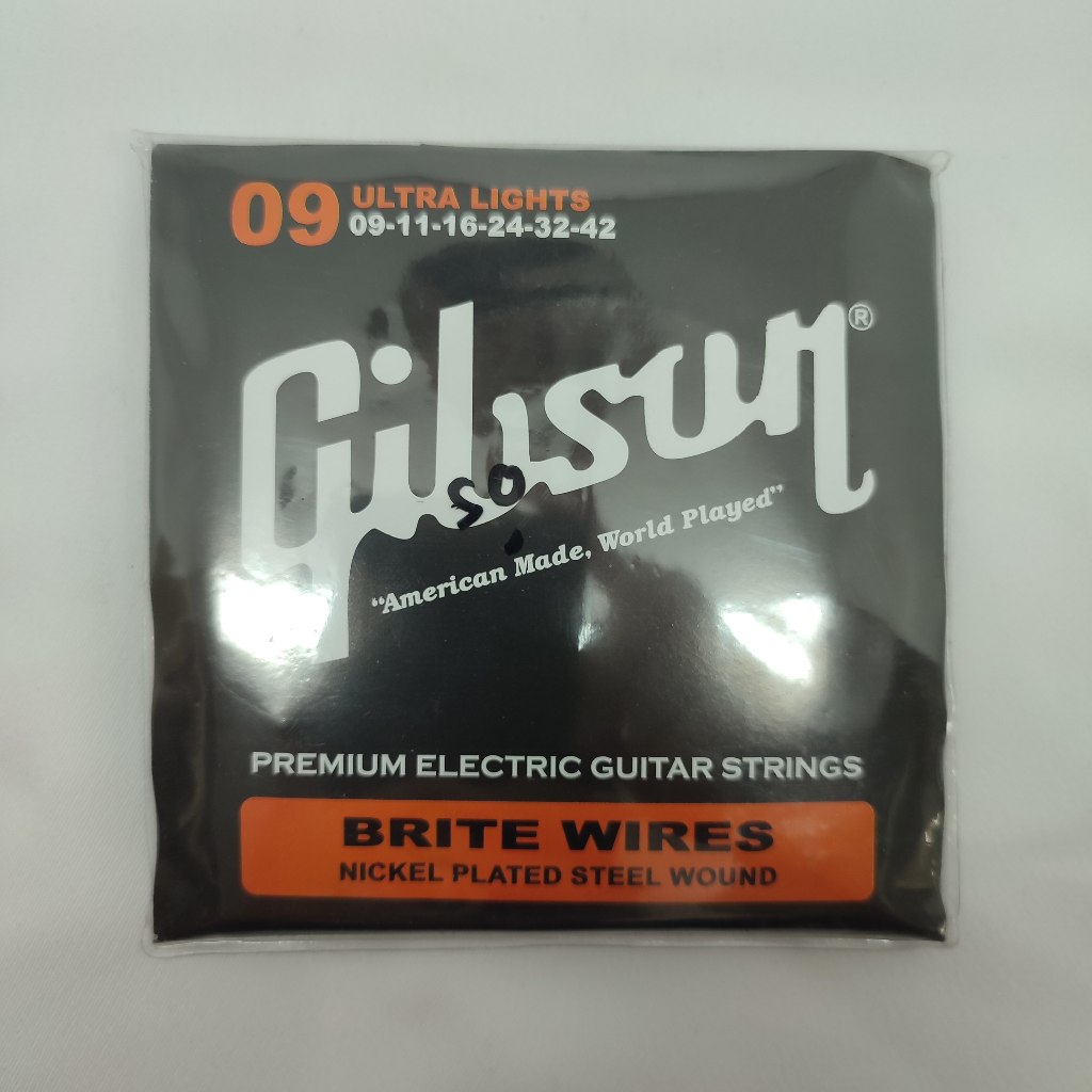 Gibson Senar Gitar Elektrik 1 Set, Premium Electric Guitar Strings, Ultra Light Ukuran 0,09 - 0,42