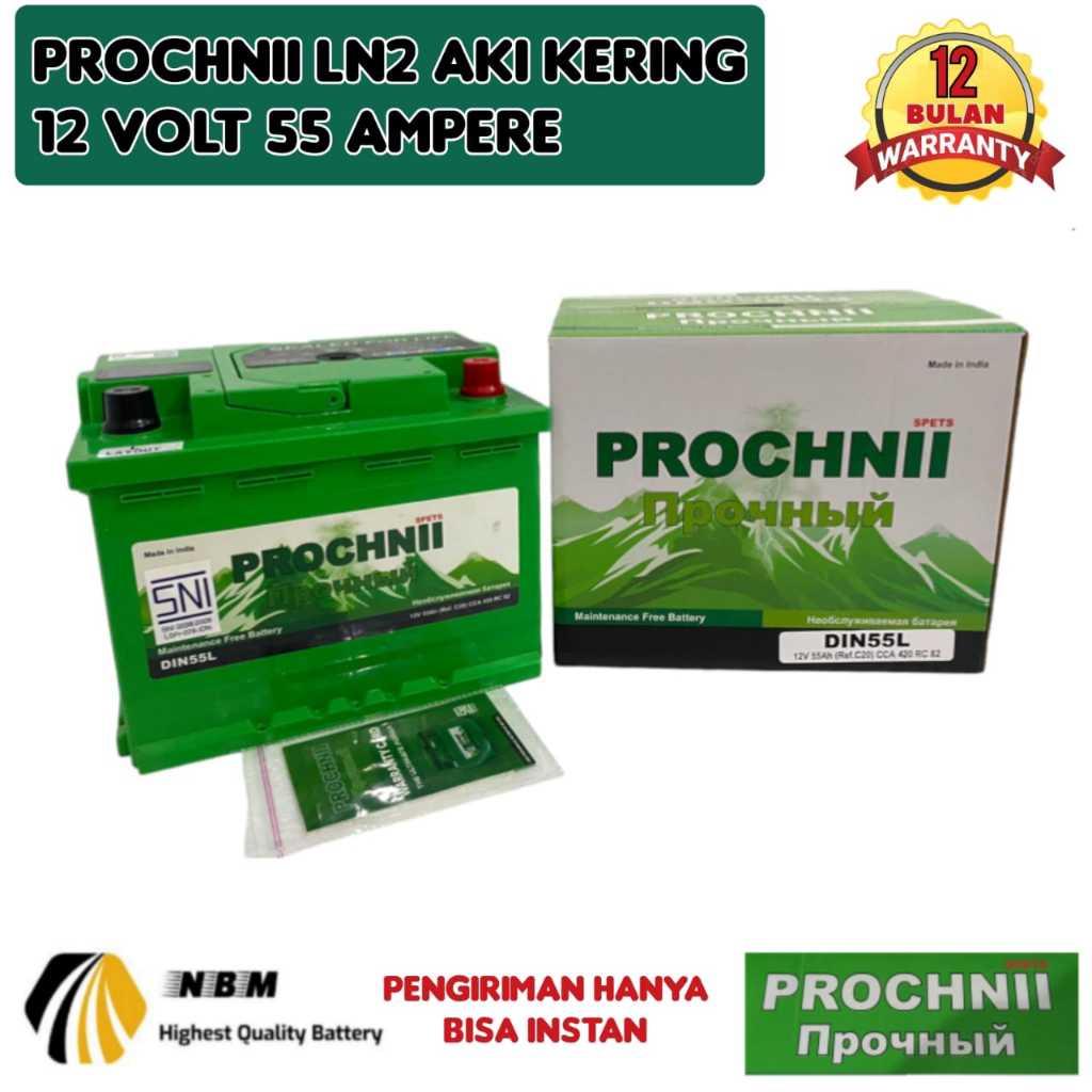 Aki Mobil Inova Reborn Bensin/Fortuner Bensin Prochnii aki kering LN2 60 AH