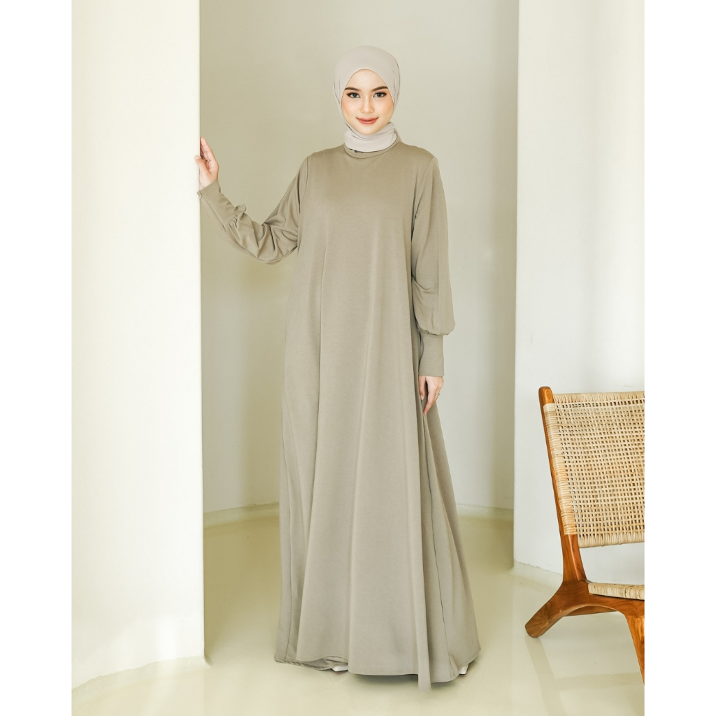 LISH - Shireen Dress | Gamis Polos Manset Panjang Resleting