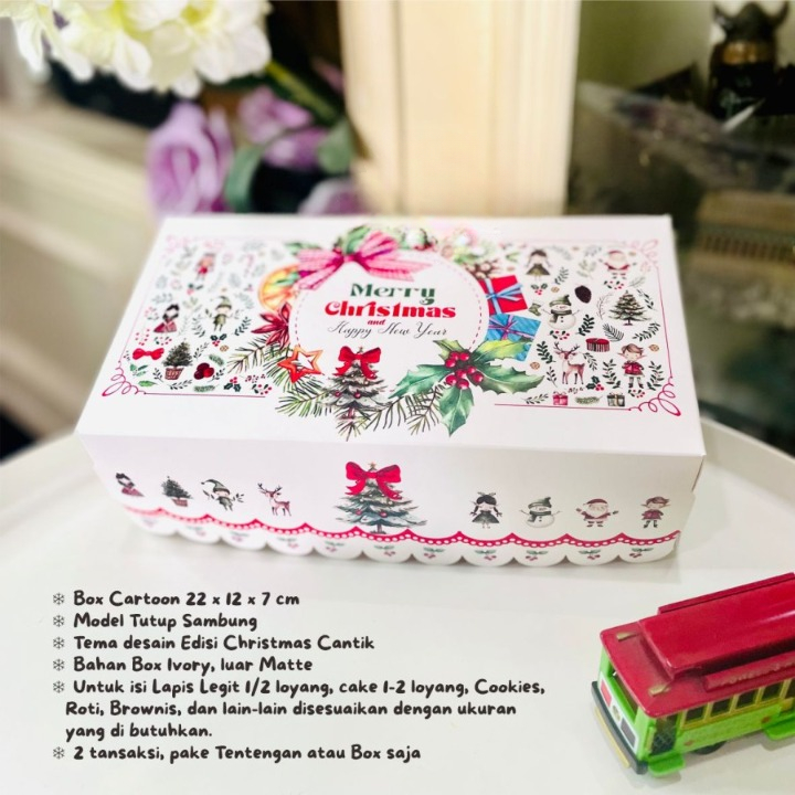 

Box Kue Brownies Natal Packaging Hampers Kado Natal 22 x 12 x 7cm Tutup Sambung