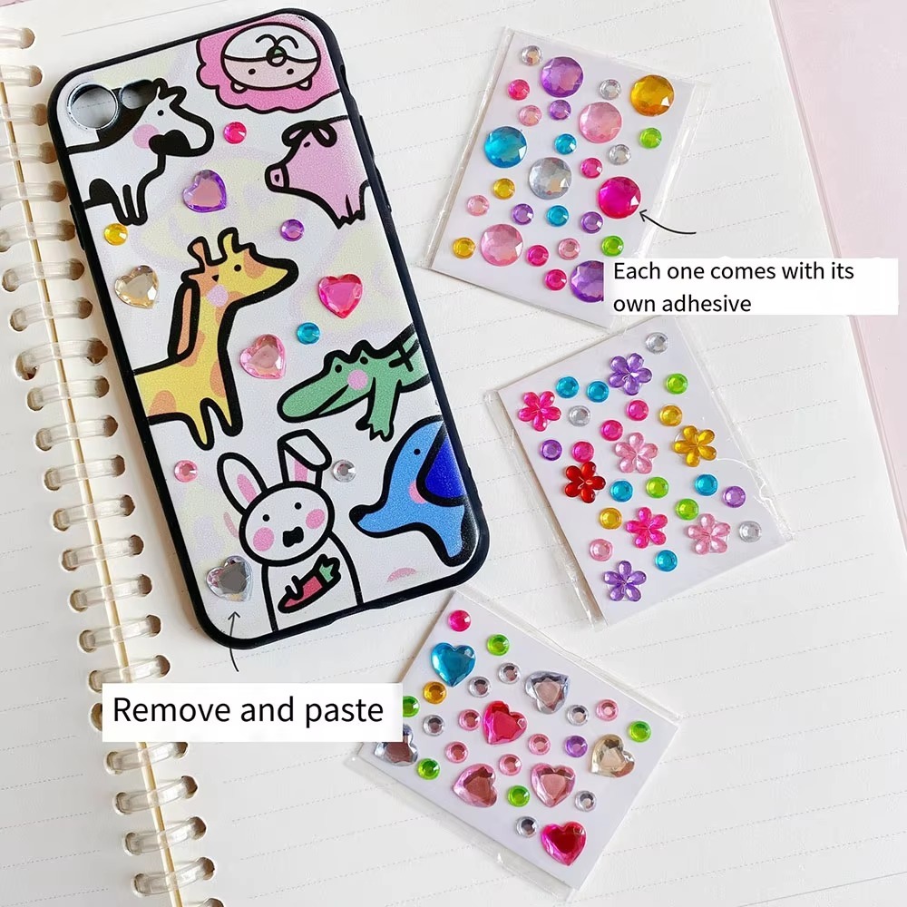 

Sticker Case Hp Manik Timbul Mini 3D Flower Love Bulat Sticker Casing Hp Cute