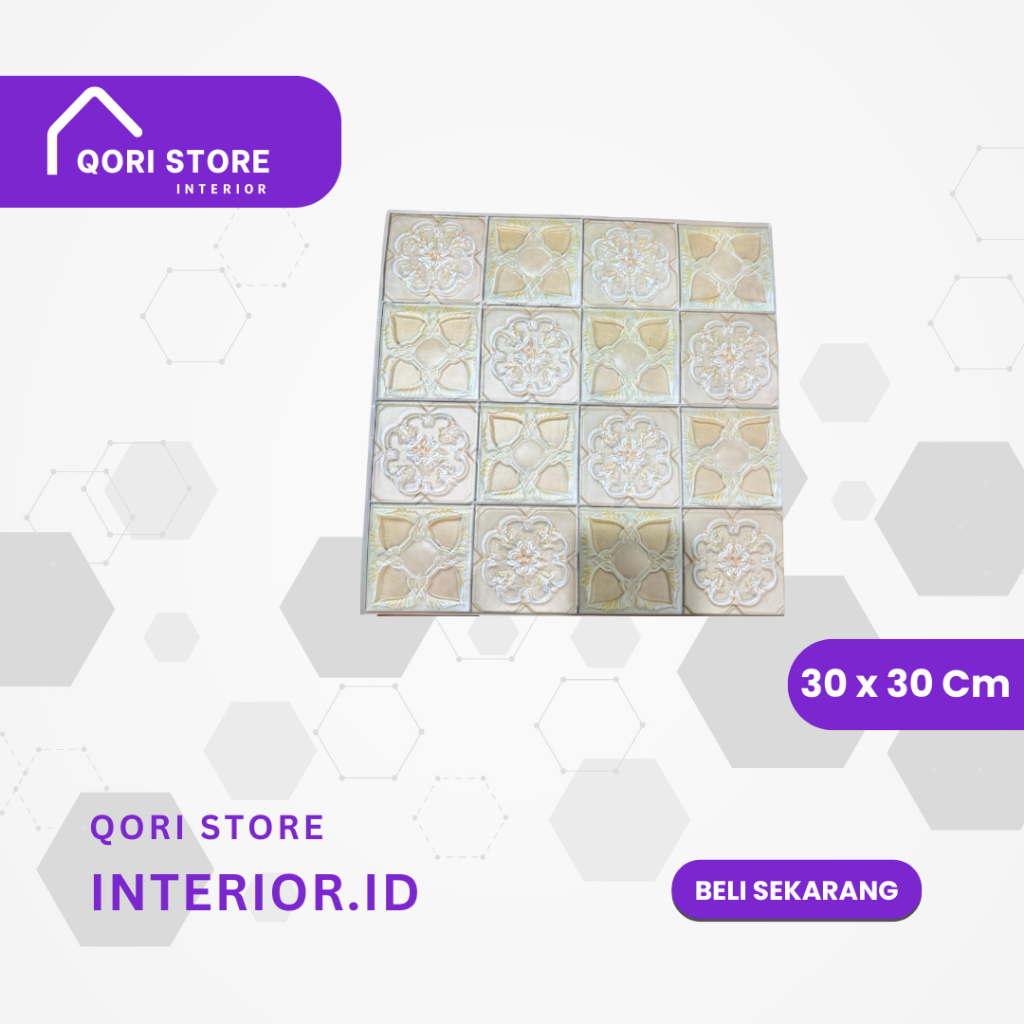 Wallpaper Dinding 3D Embossed Modern Foam Timbul Motif Batu 30x30