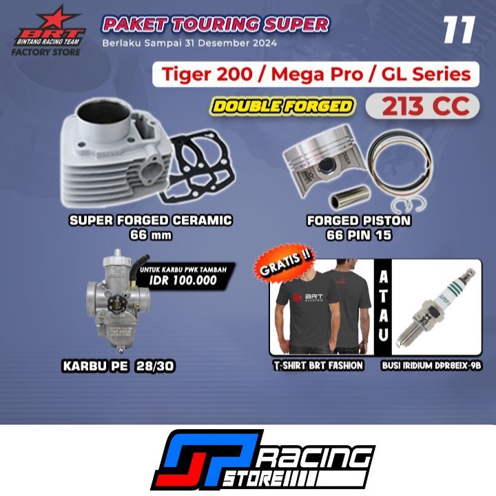 Paket Touring 11 Tiger BRT Bore UP-Block Ceramic-Piston-Karbu PE PWK