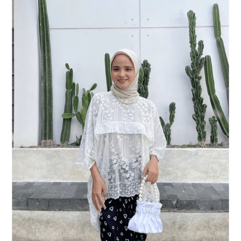 Kaftan Atasan Brukat Brokat Malika Lace Kondangan Terbaru Kekinian