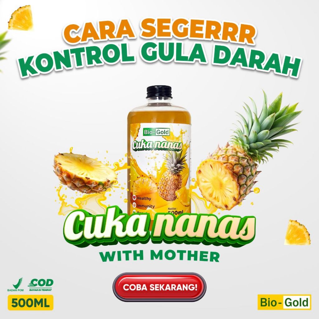 

Cuka Nanas Bio Gold 100% Nanas Fermentasi Murni 500 ml Membantu Turunkan Gulah Darah