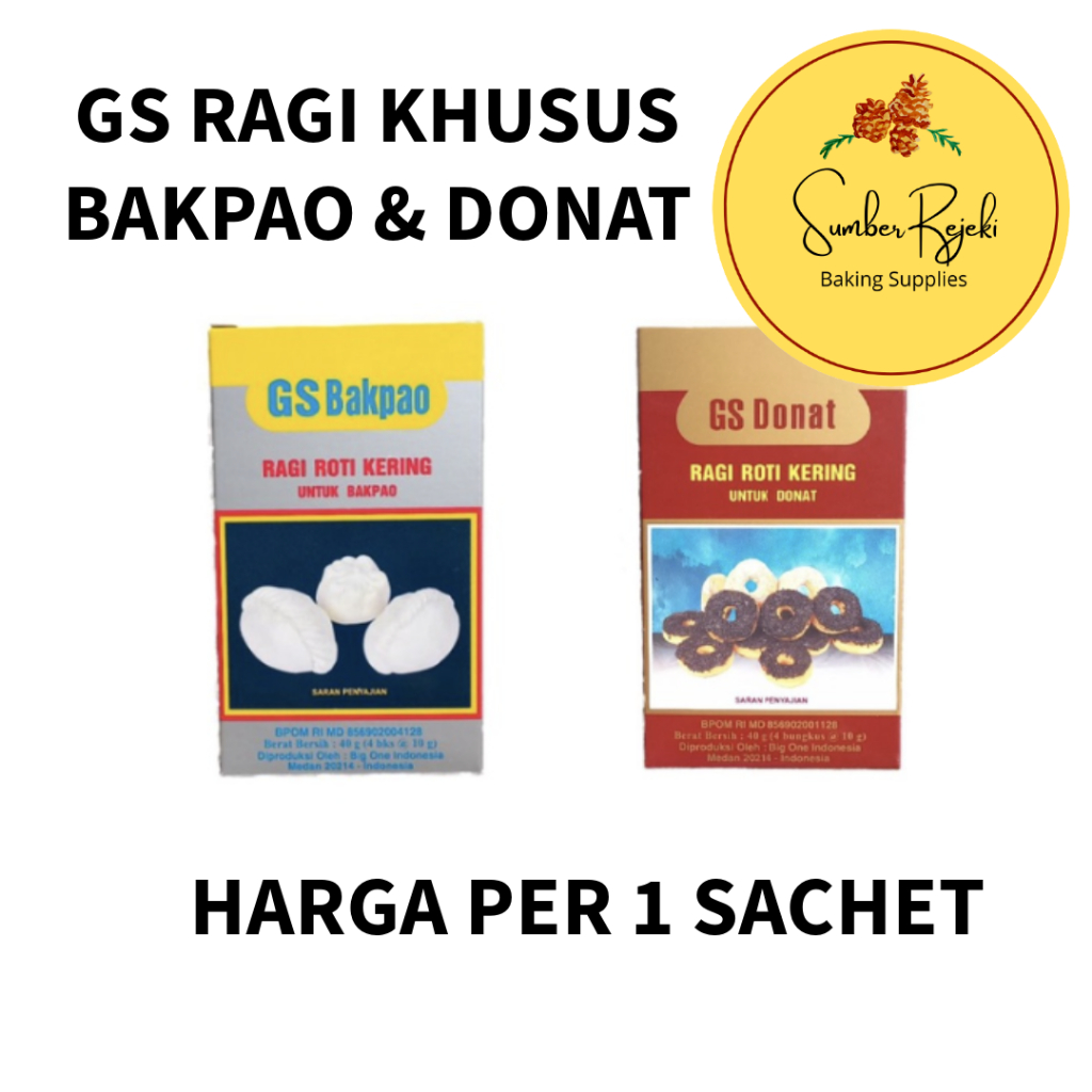 

GS Bakpao & GS Donat Ragi Khusus Bakpao Donat 1 SACHET 10 Gr