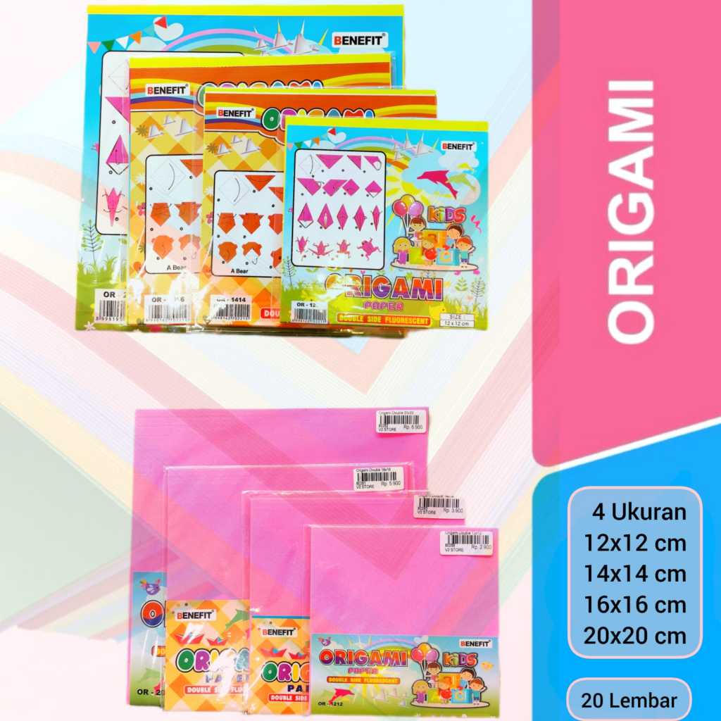 

Veiso_Kertas Lipat Origami Paper BENEFIT Double Fluorescent With Hanger (20lbr)