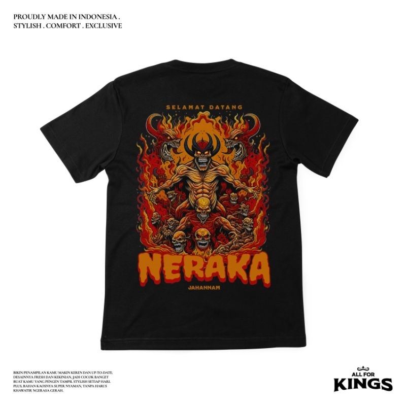 All For Kings T-Shirt Kaos Neraka Jahannam Api Iblis Exclusive Hitam