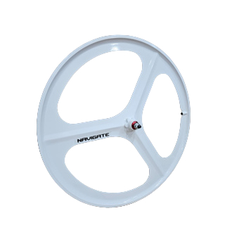 Wheelset Depan Navigate Trispoke Warna Putih Magnesium Alloy