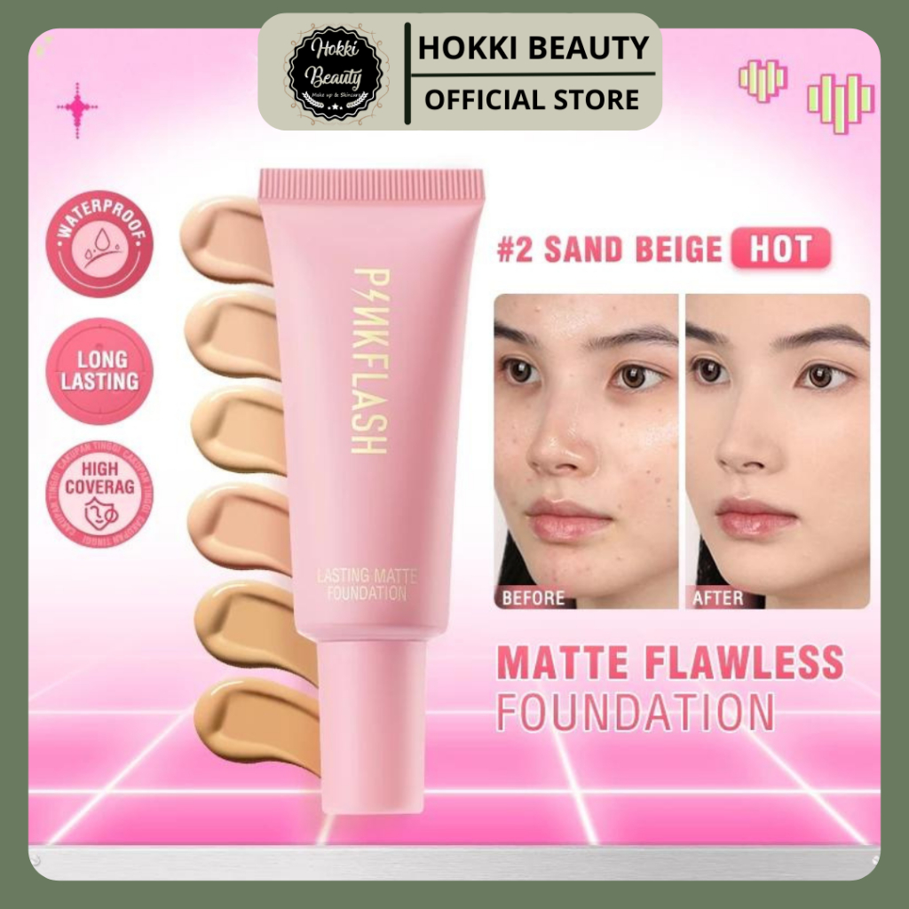 PinkFlash (F03) Foundation Lasting Matte Foundation PinkFlash Foundation Pink Flash Alas Bedak PinkF
