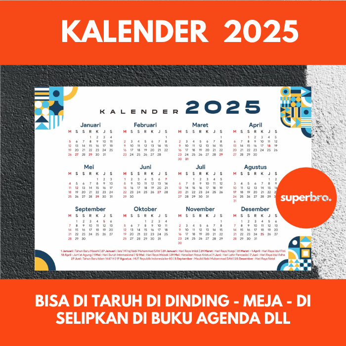 

KALENDER DINDING 2025 - KALENDER PLANNER 2025 - KALENDER POSTER 2025 - KALENDER MEJA 2025 - KALENDER 1 LEMBAR MEDIUM UKURAN A5