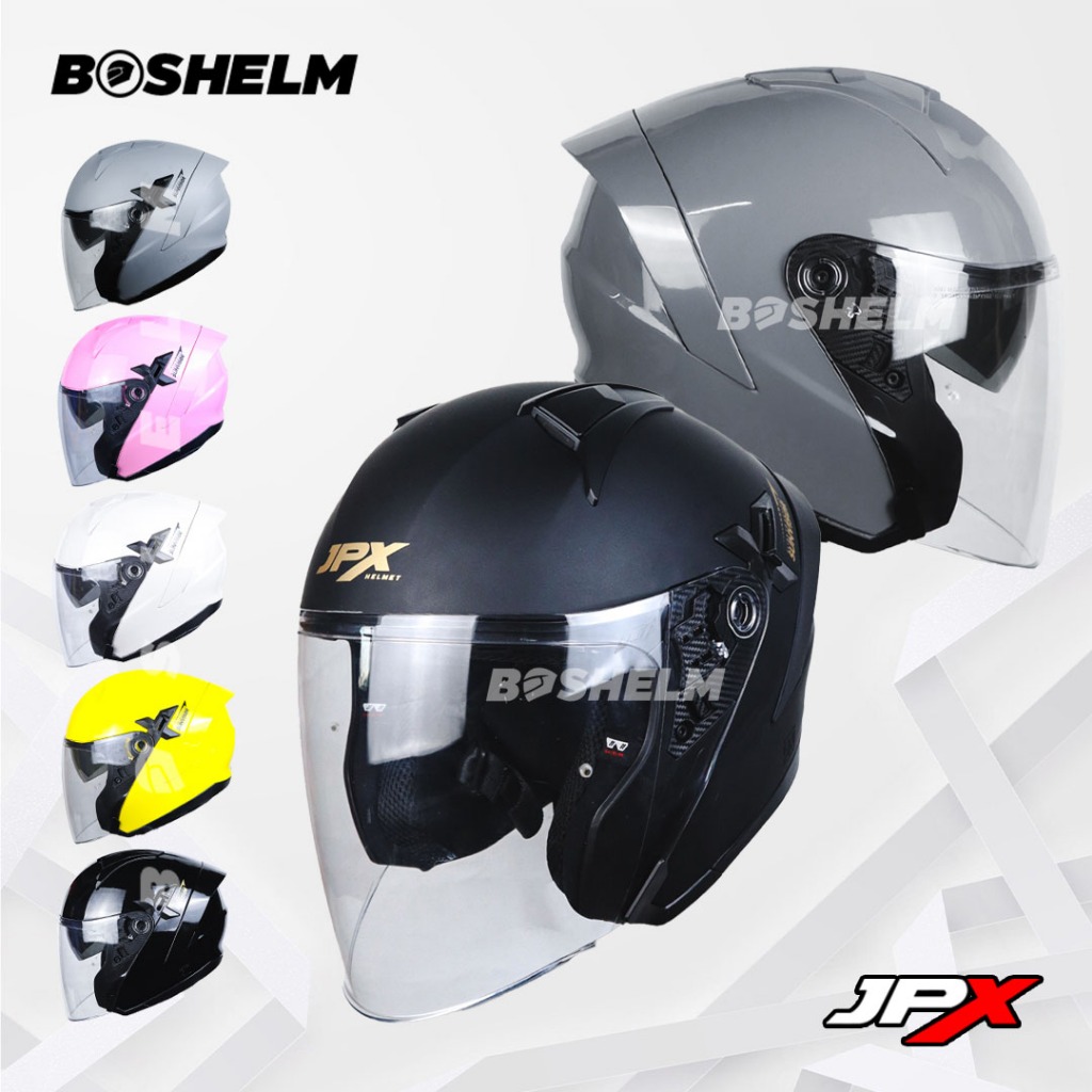 BOSHELM Helm JPX Nova X Solid DARK GREY GLOSSY Helm Half Face SNI