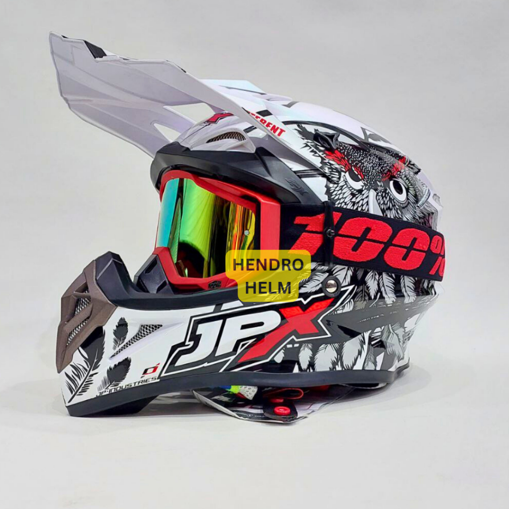 Helm Jpx Cross Fox1 X13 White Owl Google Trail