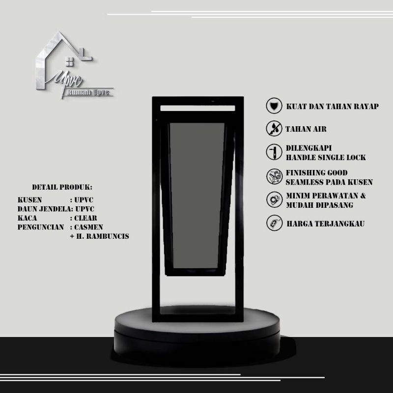 JENDELA JUNGKIT 1 DAUN HITAM UPVC
