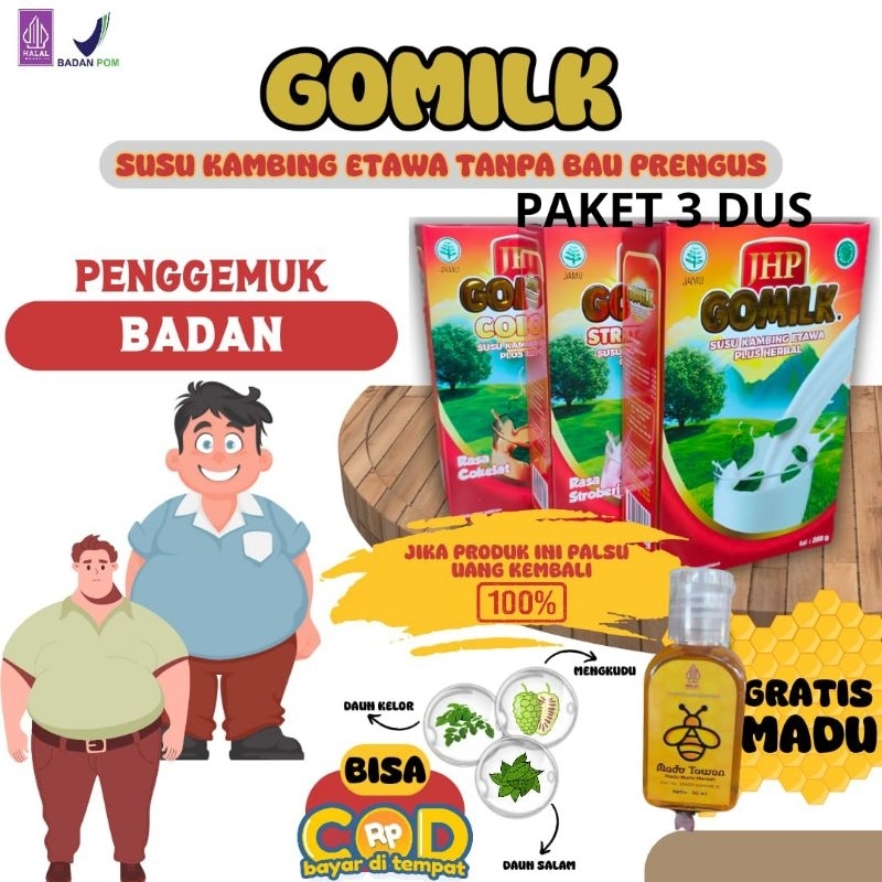 

Gomilk Susu Kambing Etawa Plus Herbal Gratis Madu